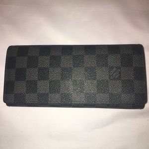 Auth Louis Vuitton Damier Trifold Leather Wallet